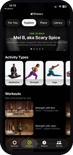 Apple Fitness+ app screens