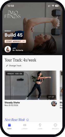 Evlo Fitness app screens