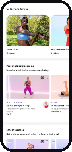 Obe Fitness app screens
