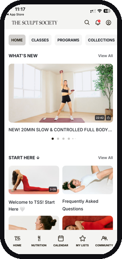 The Sculpt Society app screens
