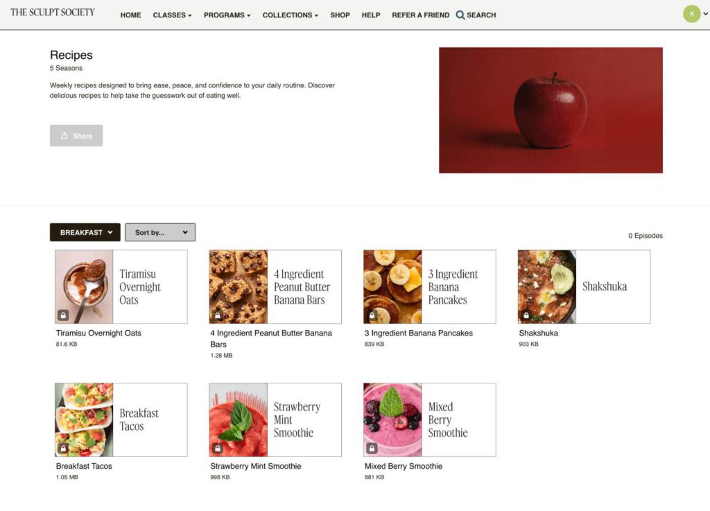 The Sculpt Society Food Freedom Guide showing an intuitive eating approach with no calorie counting or restrictions