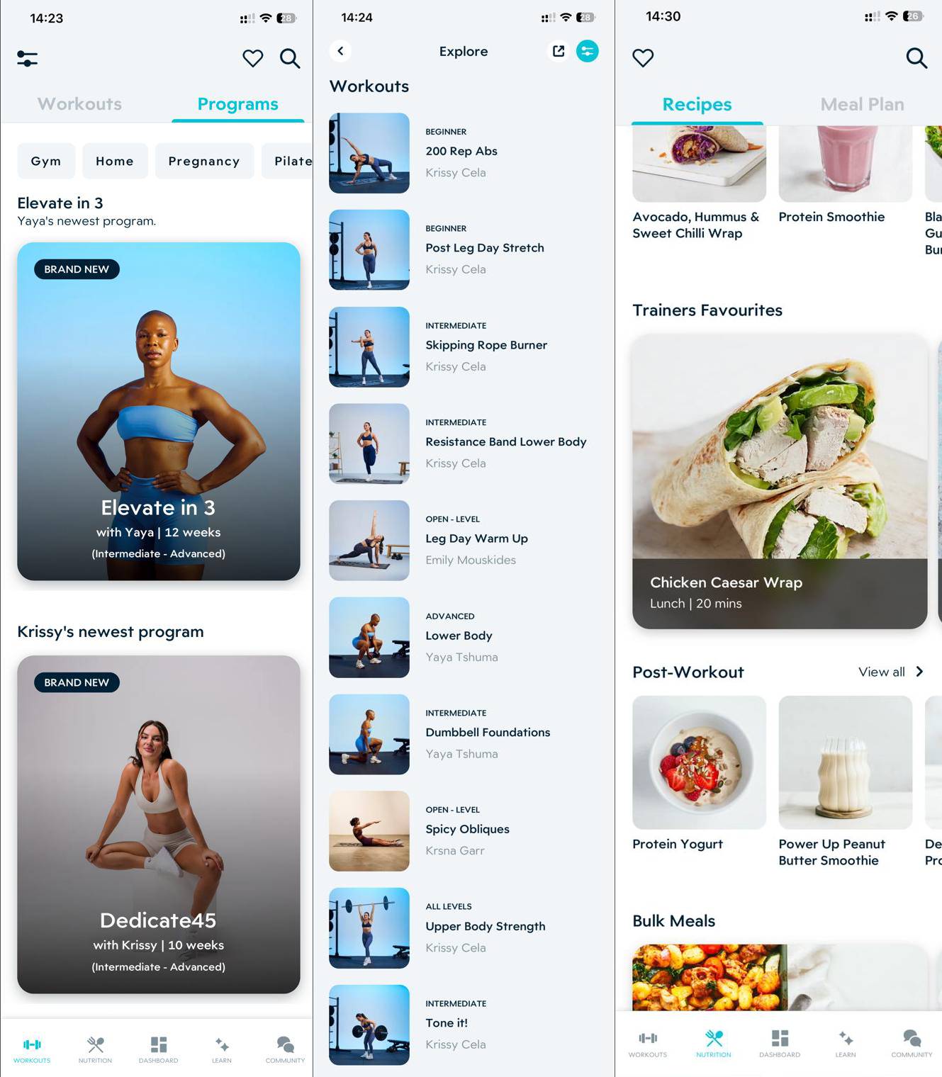 EvolveYou app home screen showing personalised fitness dashboard with workout recommendations