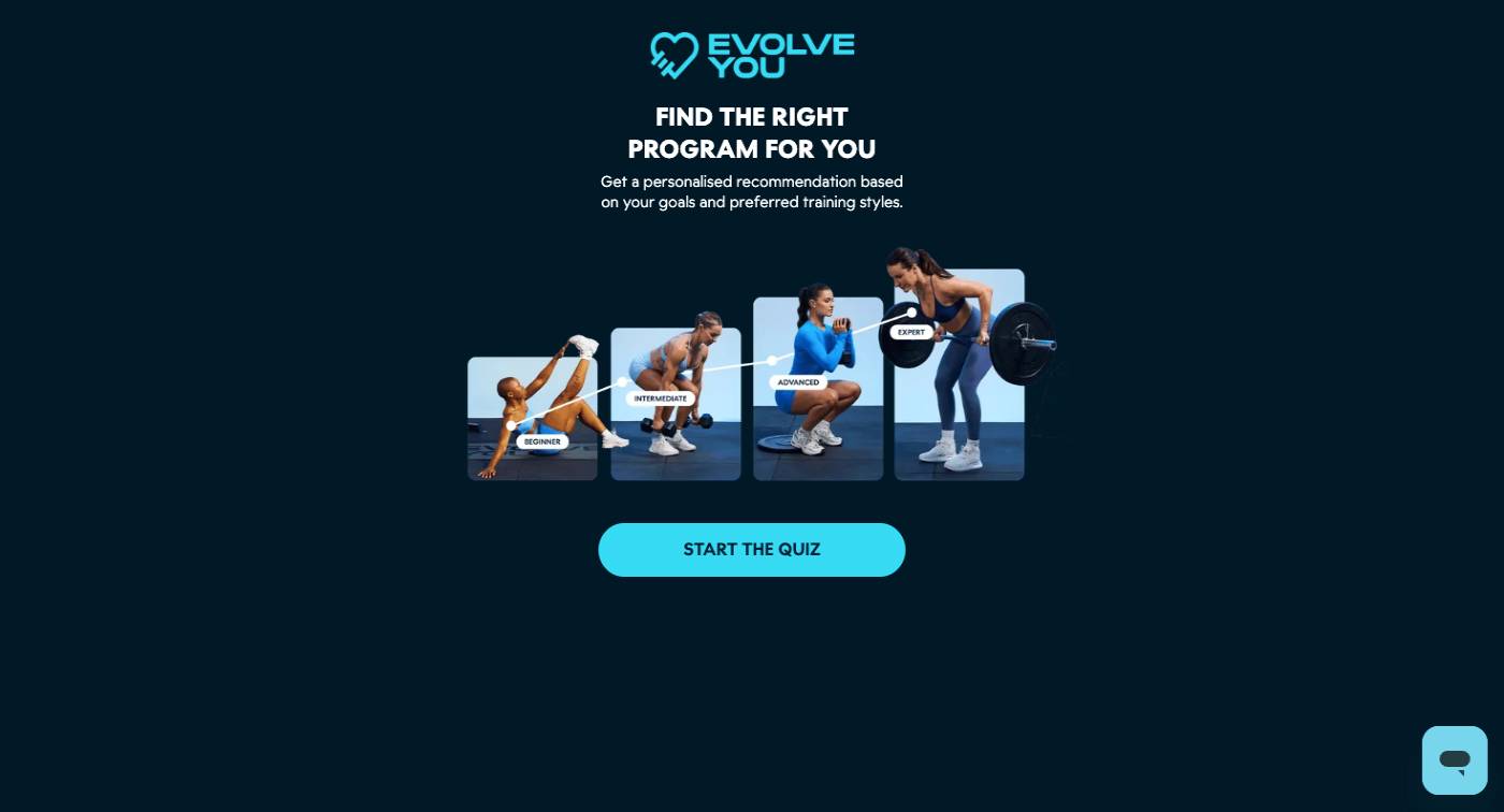 EvolveYou workout personalisation quiz helping women find the right training programme