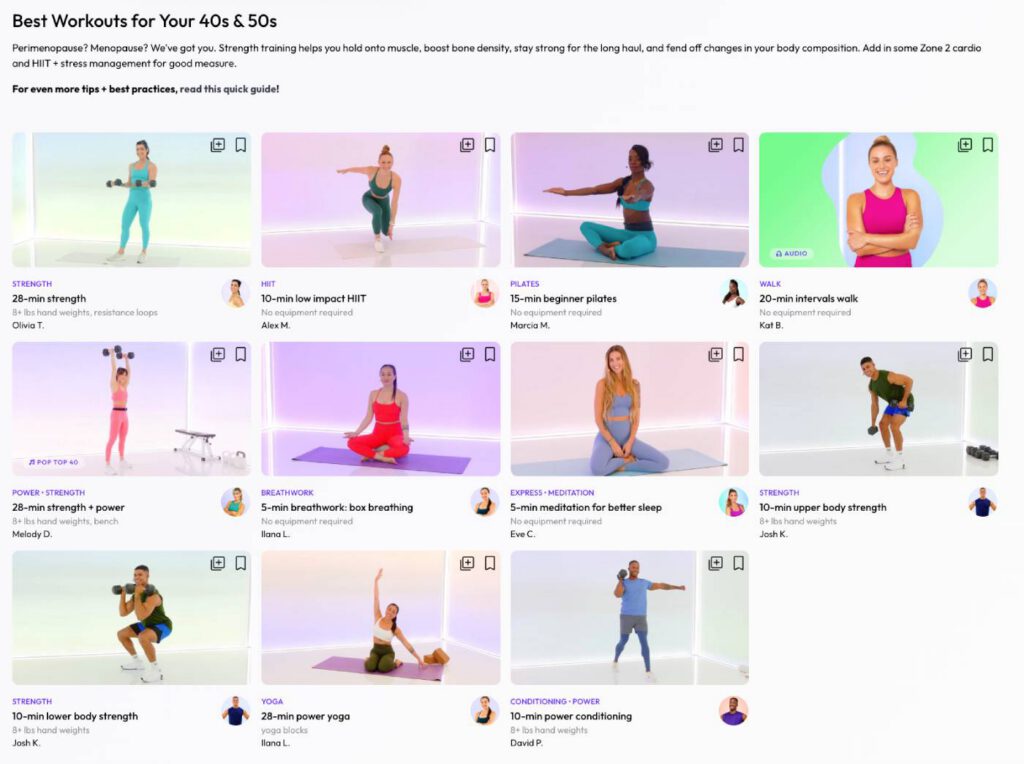 Obé Fitness workouts for women in their 40s and 50s — strength, barre and Pilates classes for perimenopause