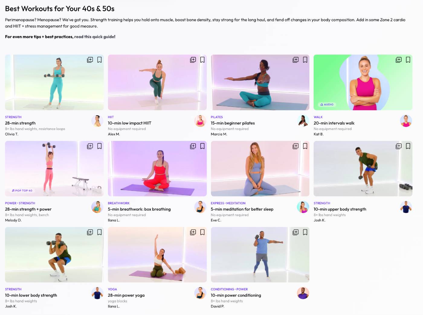 Obé Fitness workouts for women in their 40s and 50s — strength, barre and Pilates classes for perimenopause