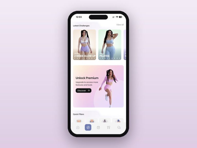 Chloe Ting Core app home screen showing challenge programs