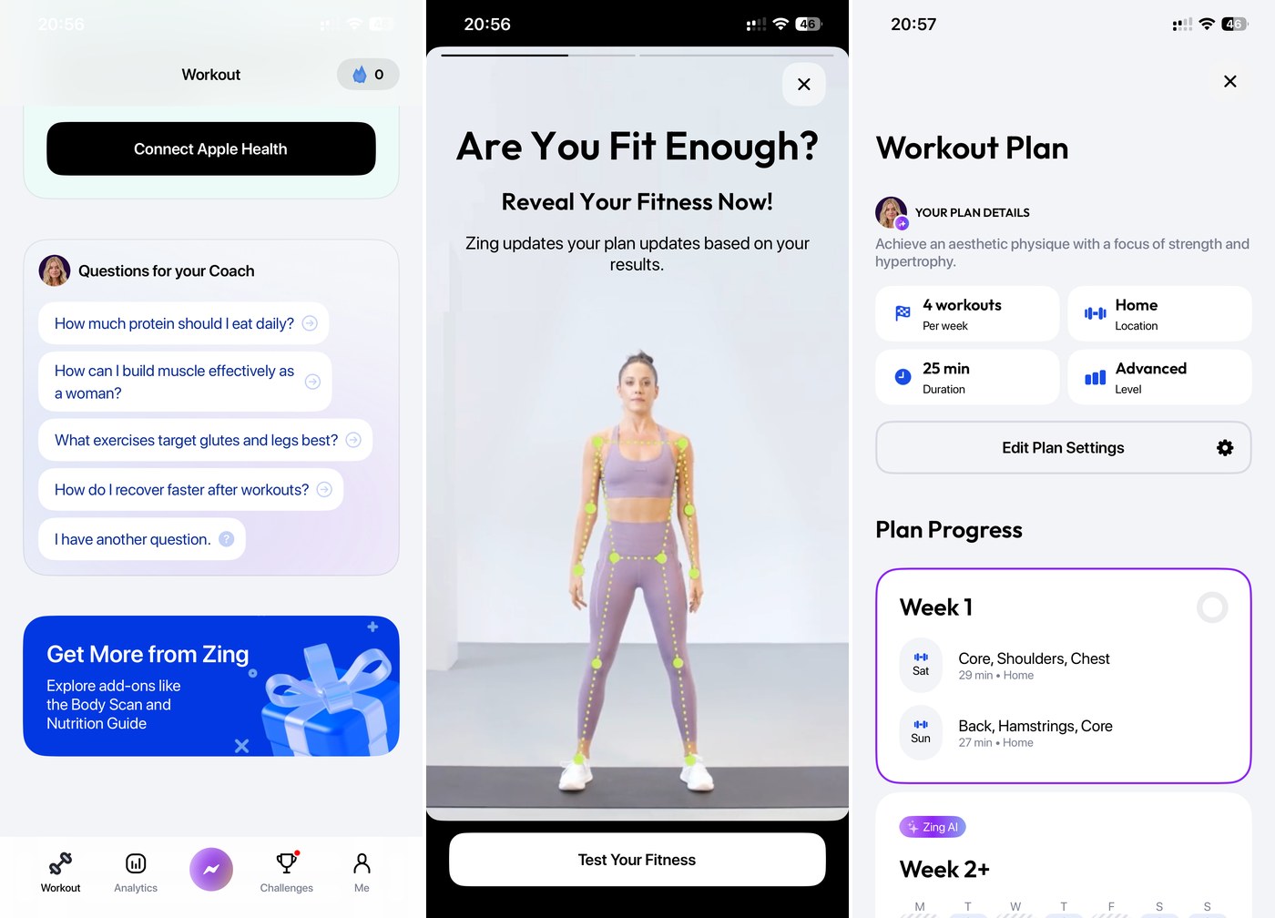 Zing Coach app: adaptive AI workout plan, AI body scan and strength sessions for women over 40 (part 2)